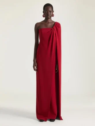 Asymmetric Evening Dress in Crepe Cady