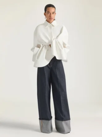 Asymmetric Shirt in Nappa Leather