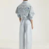 Back-To-Front Cocoon Jacket in Light Blue Denim