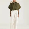 Bomber in Cotton and Wool with Shearling Collar