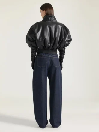 Bomber with Zipped Shawl Collar in Nappa Leather