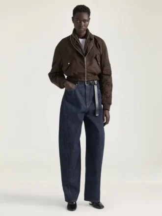 Bomber with Zipped Shawl Collar in Nylon