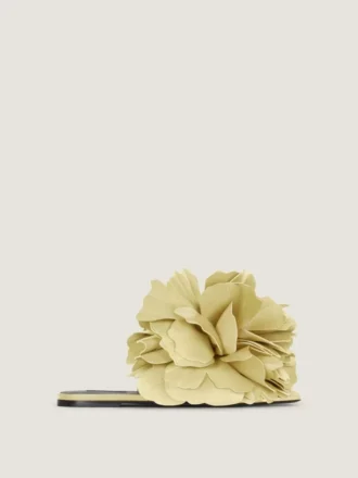 Boudoir Flat Mules in Leather with Rose Petals