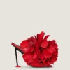 Boudoir Heeled Mules in Leather with Rose Petals Boudoir Heeled Mules in Leather with Rose Petals