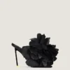 Boudoir Heeled Mules in Leather with Rose Petals Boudoir Heeled Mules in Leather with Rose Petals