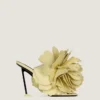 Boudoir Heeled Mules in Leather with Rose Petals Boudoir Heeled Mules in Leather with Rose Petals