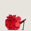 Boudoir Heeled Mules in Leather with Rose Petals Boudoir Heeled Mules in Leather with Rose Petals