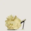 Boudoir Heeled Mules in Leather with Rose Petals Boudoir Heeled Mules in Leather with Rose Petals