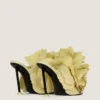 Boudoir Heeled Mules in Leather with Rose Petals Boudoir Heeled Mules in Leather with Rose Petals