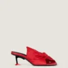 Boudoir Heeled Mules in Nappa Leather with Bow Boudoir Heeled Mules in Nappa Leather with Bow