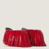 Boudoir Heeled Mules in Patent Leather with Fringes