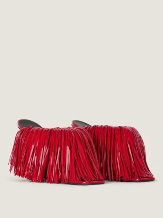 Boudoir Heeled Mules in Patent Leather with Fringes