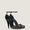 Cage Heeled Sandals in Leather with Studs Cage Heeled Sandals in Leather with Studs