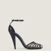 Cage Heeled Sandals in Leather with Studs Cage Heeled Sandals in Leather with Studs