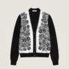 Cardigan in Cotton Knit with Flowers Print Cardigan in Cotton Knit with Flowers Print