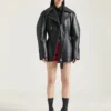 Cinched Biker Jacket in Leather