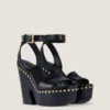 Clog Platform Sandals in Leather with Studs Detail Clog Platform Sandals in Leather with Studs Detail