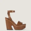 Clog Platform Sandals in Leather with Studs Detail Clog Platform Sandals in Leather with Studs Detail