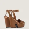 Clog Platform Sandals in Leather with Studs Detail Clog Platform Sandals in Leather with Studs Detail