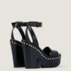 Clog Platform Sandals in Leather with Studs Detail Clog Platform Sandals in Leather with Studs Detail