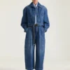 Medium Blue Cropped Cocoon Cargo Jeans Medium Blue Cropped Cocoon Cargo Jeans