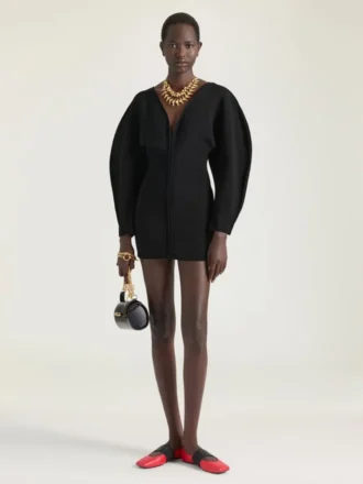 Sliced Square Ballerinas in Textured-Effect Leather