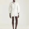 Cocoon Mini Dress in White Denim