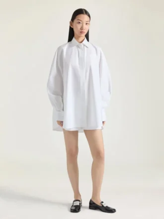 Cocoon Shirt in Poplin with Givenchy Embroidery