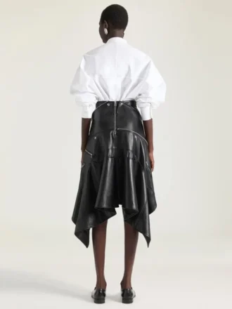 Asymmetric Biker Skirt in Leather