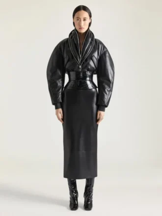 Corset Belt in Leather with Tape Print