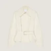 Cropped Belted Jacket in Cotton and Wool Cropped Belted Jacket in Cotton and Wool