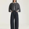 Cropped Cape in Wool and Cashmere