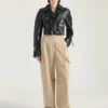 Cropped Cocoon Biker Jacket in Leather Cropped Cocoon Biker Jacket in Leather