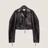 Cropped Cocoon Biker Jacket in Leather Cropped Cocoon Biker Jacket in Leather