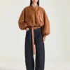 Cropped Cocoon Bomber in Nappa Leather Cropped Cocoon Bomber in Nappa Leather