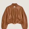 Cropped Cocoon Bomber in Nappa Leather Cropped Cocoon Bomber in Nappa Leather