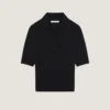 Cropped Polo in Second Skin Effect Knit Cropped Polo in Second Skin Effect Knit