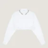 Cropped Shirt in Poplin with Crystals Cropped Shirt in Poplin with Crystals