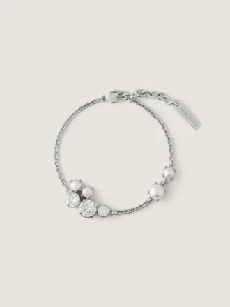 Crystal Pearl Bracelet Necklace in Metal, Crystals and Pearls
