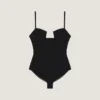 Cutaway Bodysuit in Engineered Knit Cutaway Bodysuit in Engineered Knit