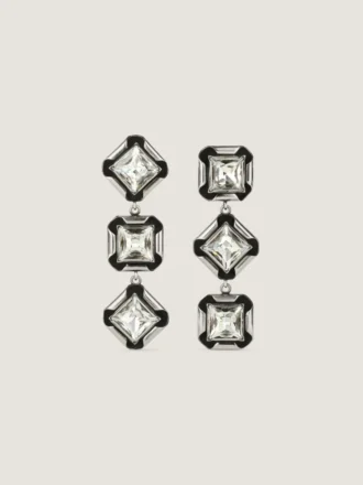 Deconstructed Crystals Earrings in Metal and Crystals