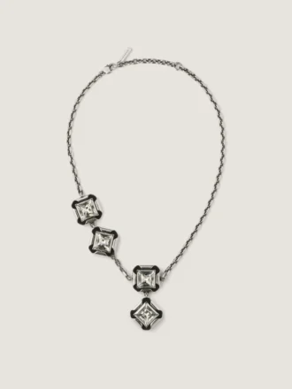 Deconstructed Crystals Necklace in Metal and Crystals