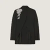 Double-Breasted Slashed Jacket in Wool with Sequins
