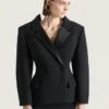 Double Breasted Slashed Tuxedo Jacket in Wool Double Breasted Slashed Tuxedo Jacket in Wool