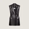 Double-Breasted Sleeveless Jacket in Leather Double-Breasted Sleeveless Jacket in Leather