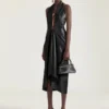 Draped Dress in Nappa Leather