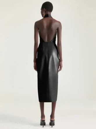 Draped Dress in Nappa Leather