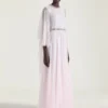 Draped Evening Dress in Chiffon with Crystals and Cape Draped Evening Dress in Chiffon with Crystals and Cape