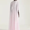 Draped Evening Dress in Chiffon with Crystals and Cape Draped Evening Dress in Chiffon with Crystals and Cape