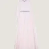 Draped Evening Dress in Chiffon with Crystals and Cape Draped Evening Dress in Chiffon with Crystals and Cape